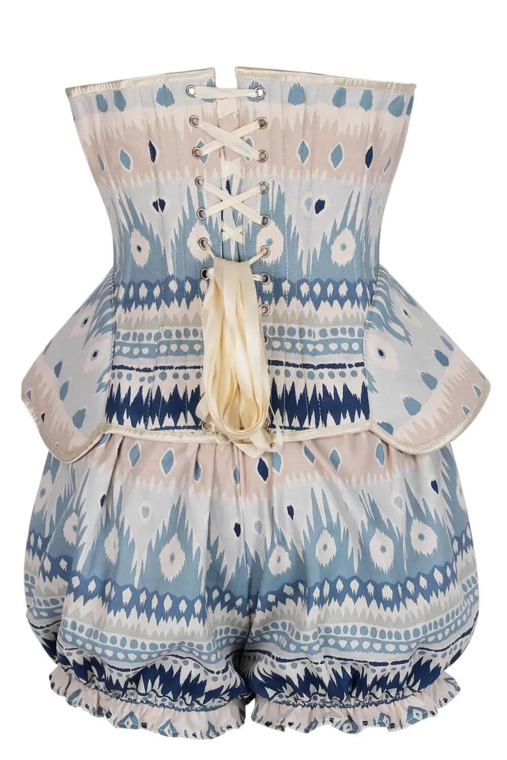 Shawnna Bohemian Ikat Pattern Corset și Pantaloni Scurți Bufanți Set