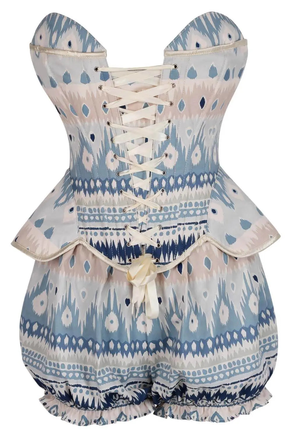 Shawnna Bohemian Ikat Pattern Corset și Pantaloni Scurți Bufanți Set