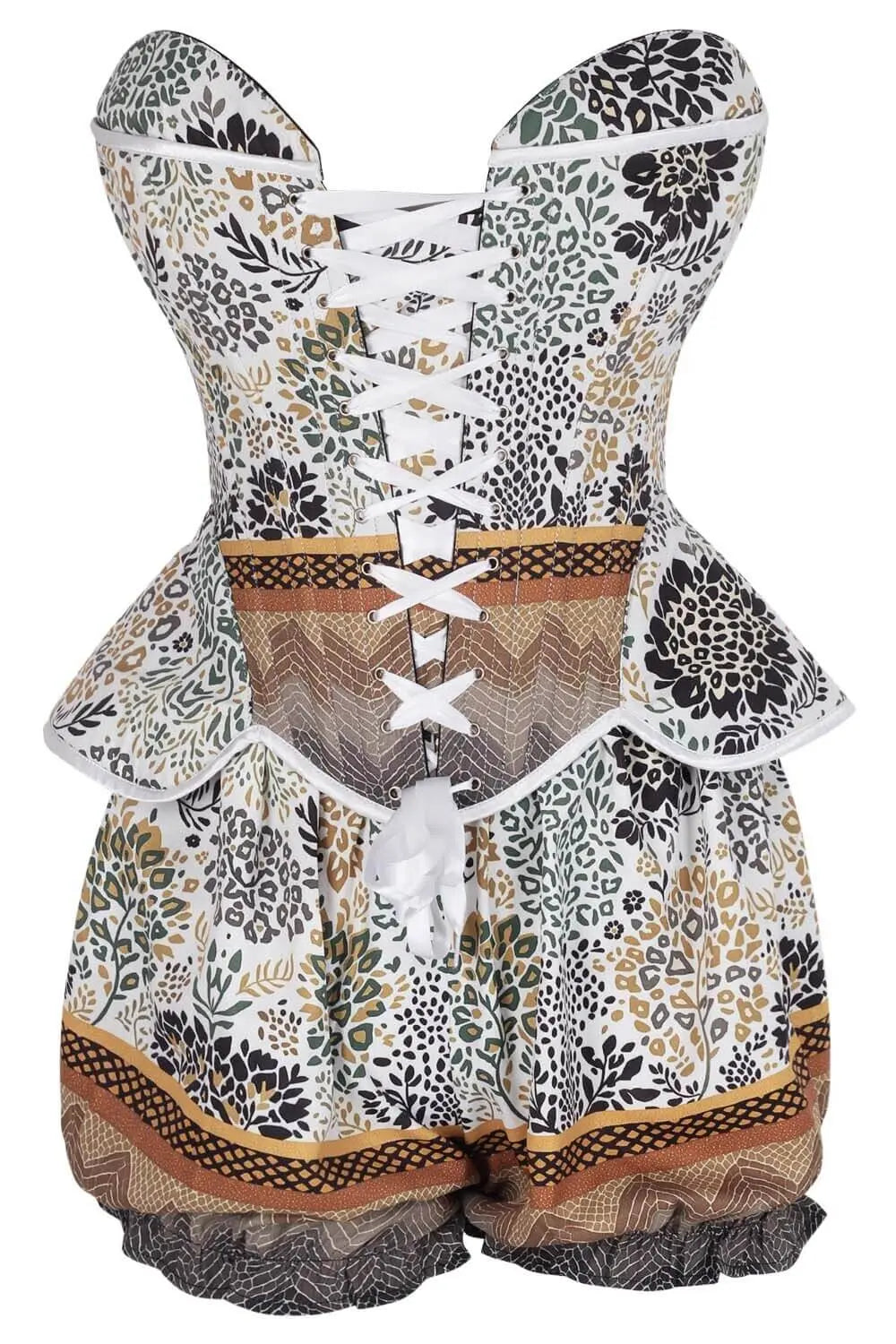 Sayaka Botanical Safari Print Corset și Pantaloni Scurți Bufanți Set