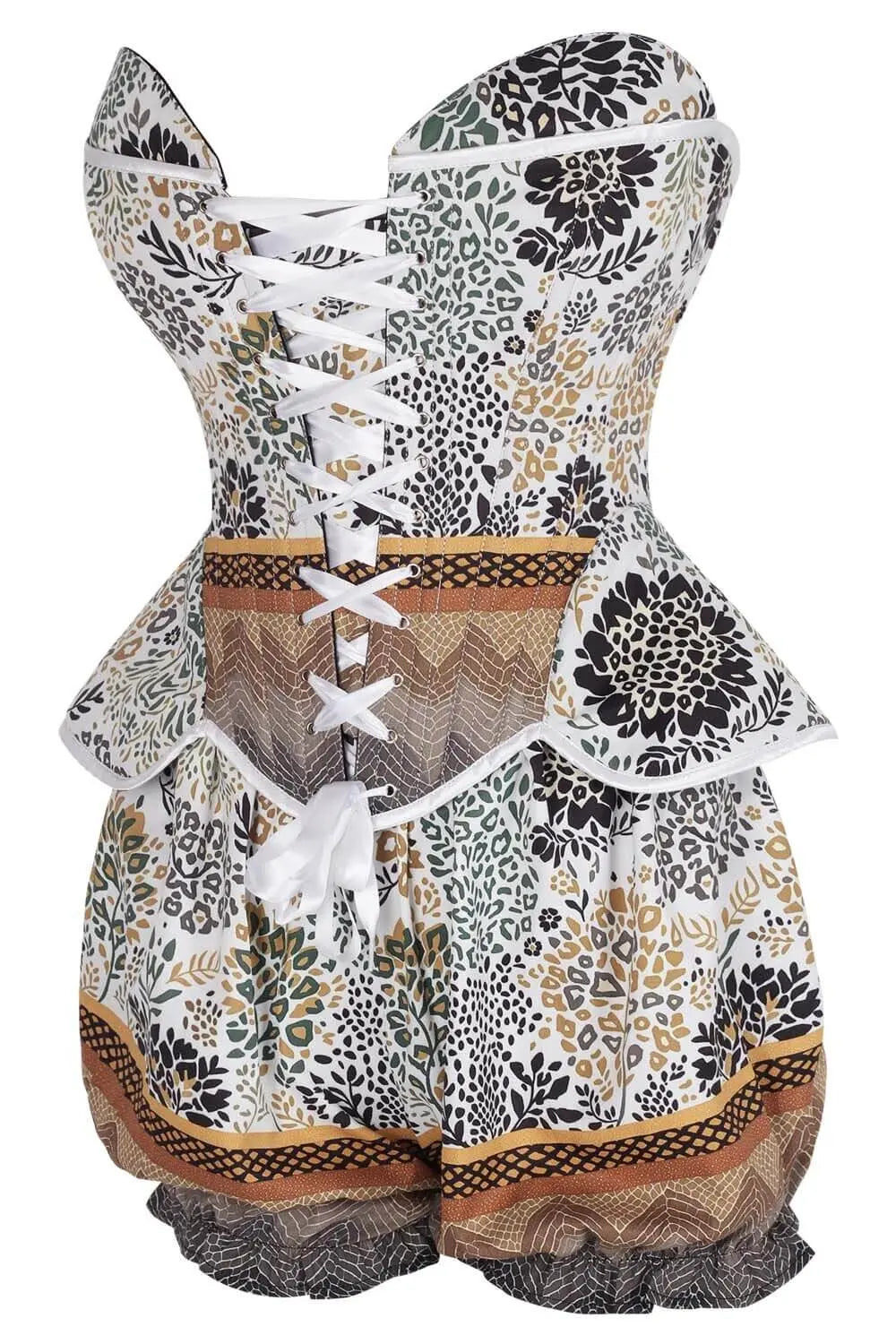 Sayaka Botanical Safari Print Corset și Pantaloni Scurți Bufanți Set