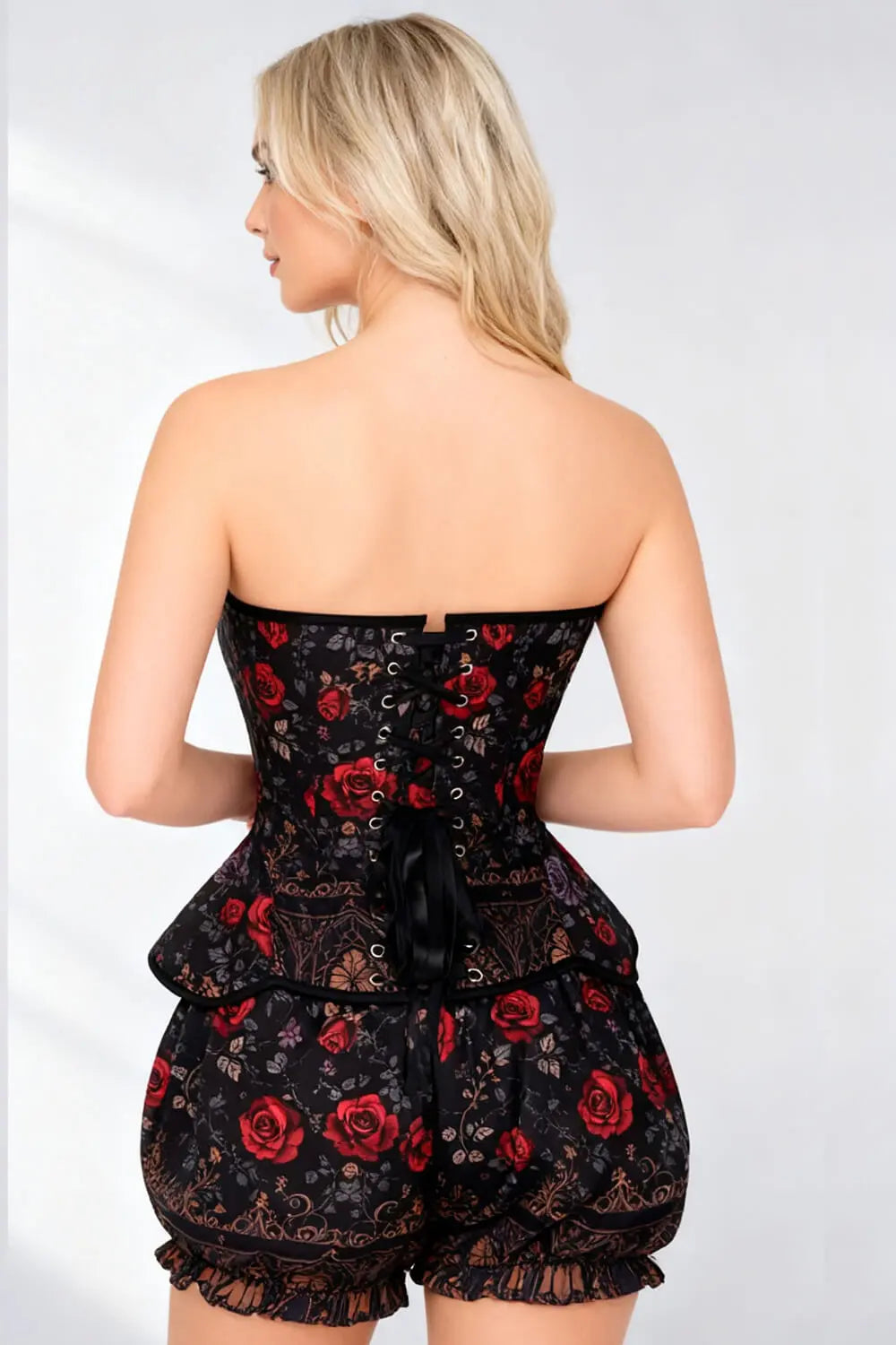 Jannae Gothic Rose Garden Corset și Pantaloni Scurți Bufanți Set