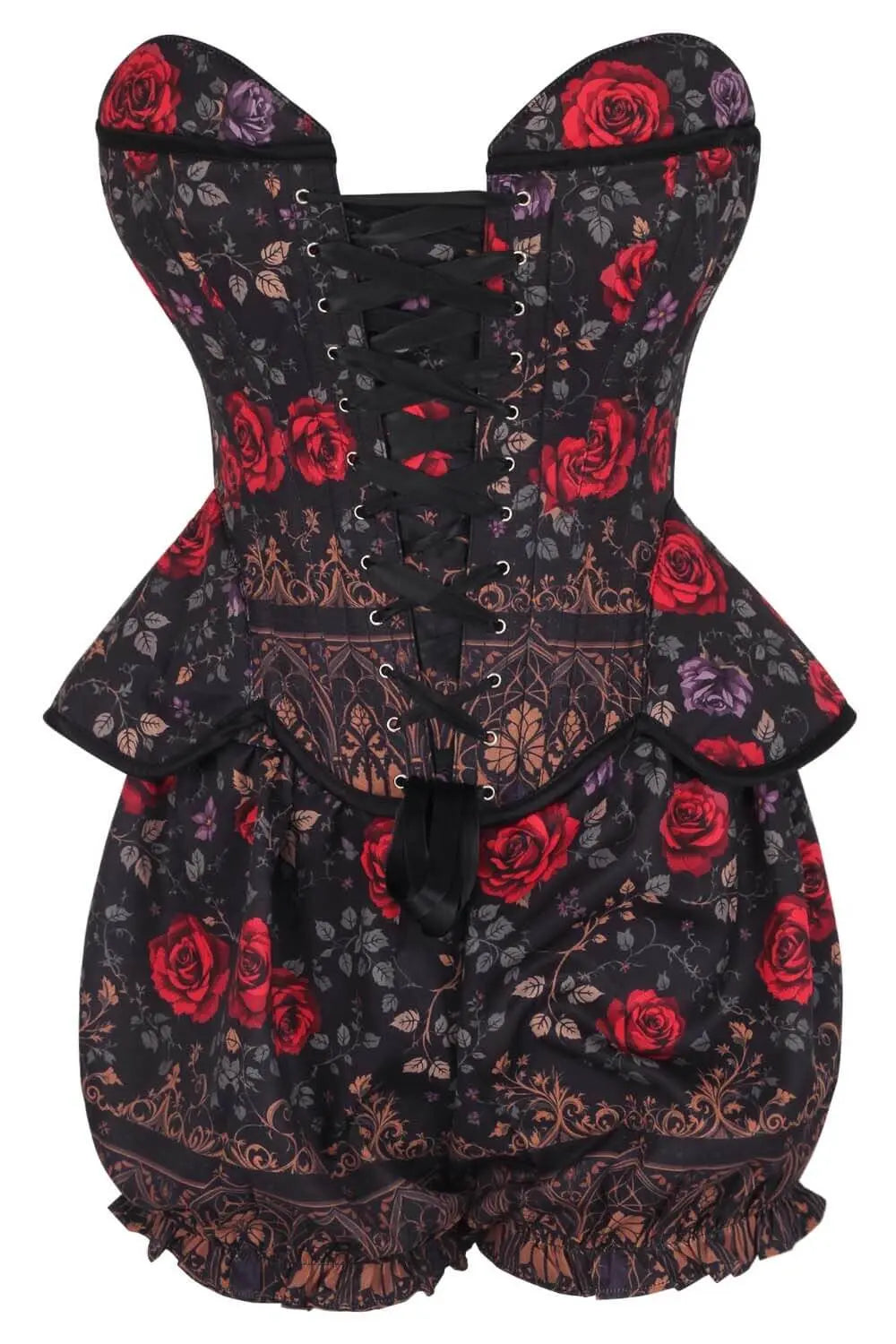 Jannae Gothic Rose Garden Corset și Pantaloni Scurți Bufanți Set