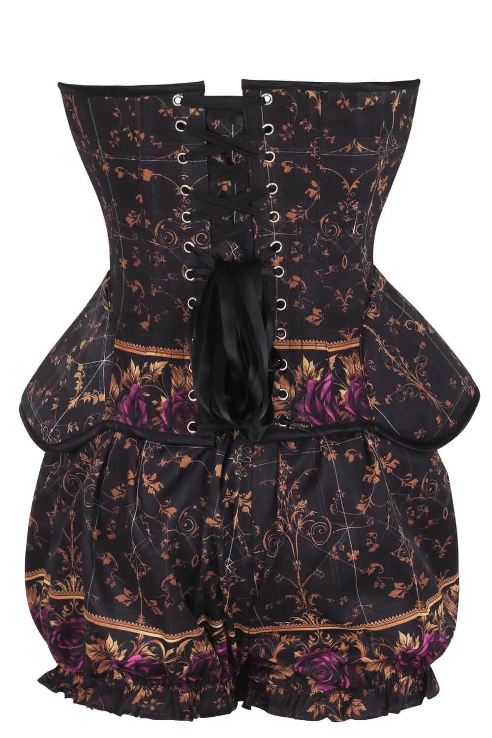 Kaylanne Baroque Noir Rose Corset & Pantaloni Scurți Bufanți Set – Eleganță sofisticată cu influențe baroce