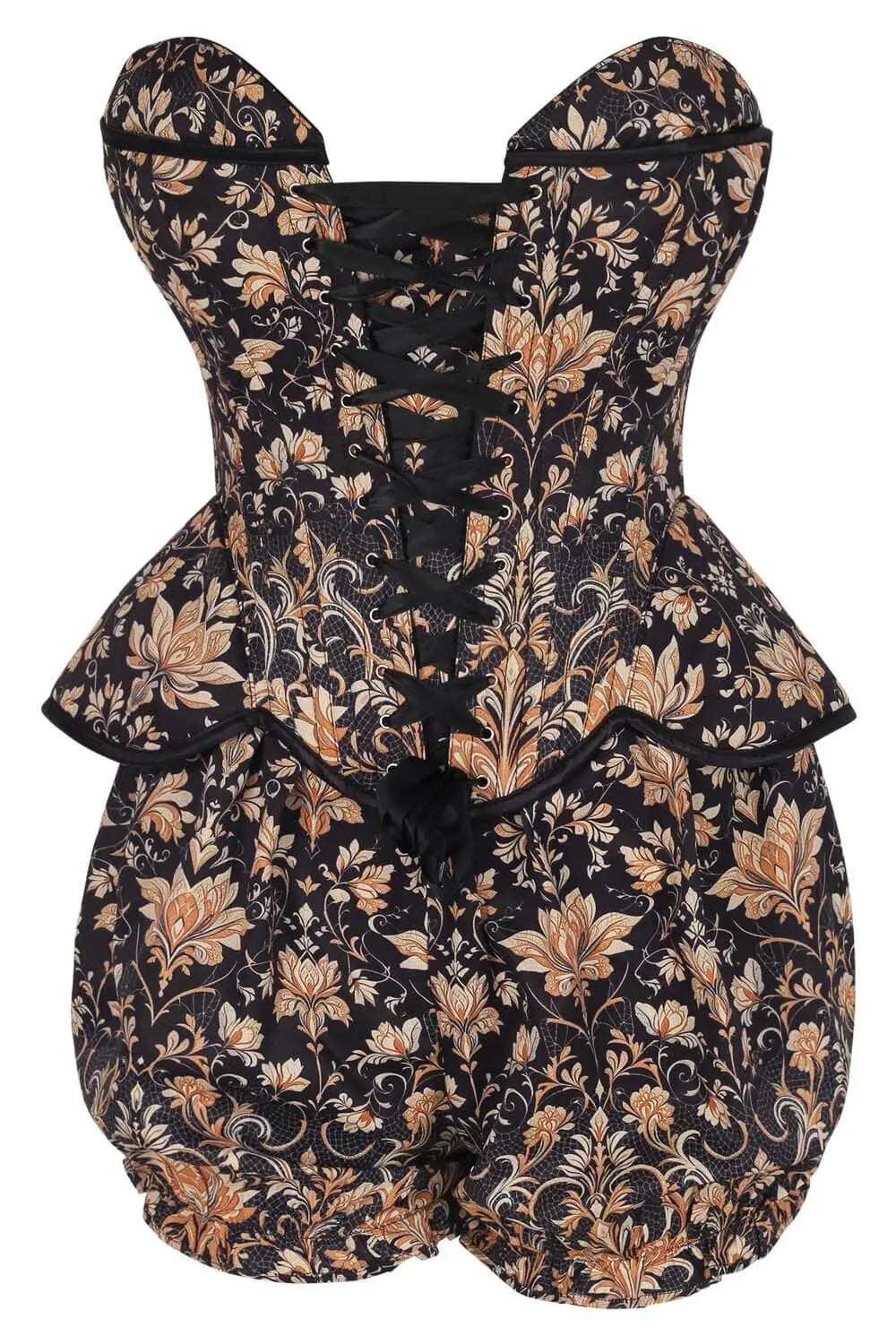 Set corset Heatherly Classic Baroque Floral si pantaloni scurți bufanți – eleganță clasică și stil rafinat