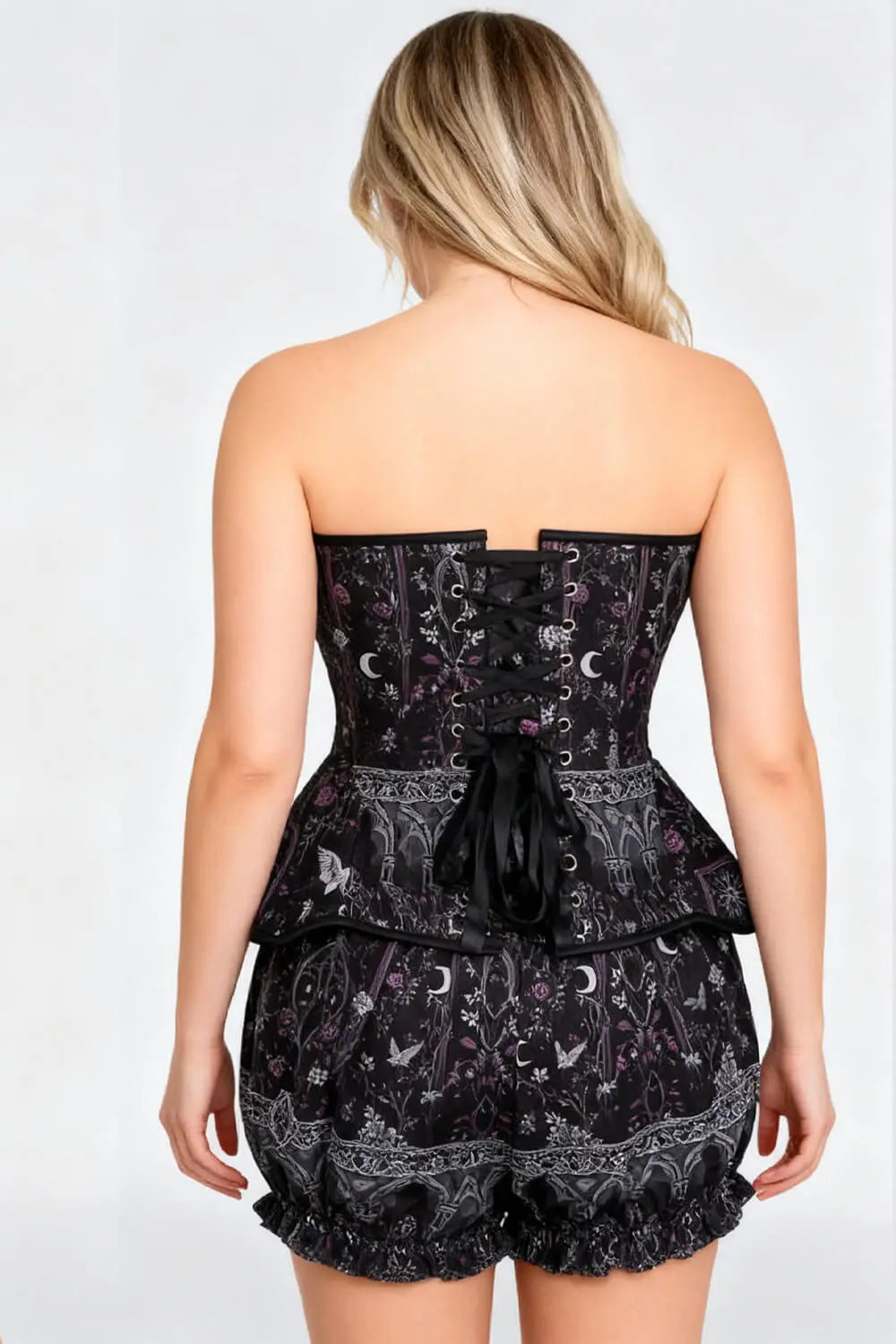 Set corset Kirin Celestial Gothic Arch si  pantaloni scurți bufanți – stil gotic și eleganță misterioasă