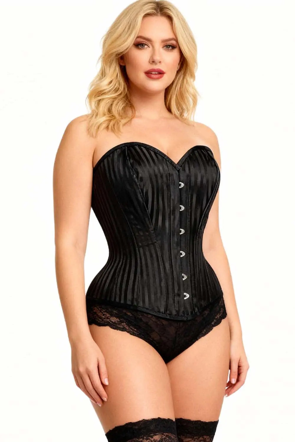 Corset Shakeera Black Brocade Overbust pentru Antrenament Talie