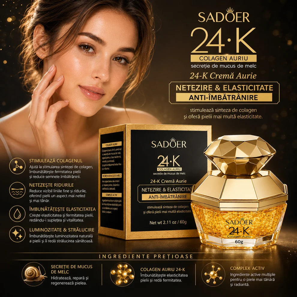 Cremă facială SADOER 24K Golden Collagen pentru hidratarea și luminozitatea tenului 