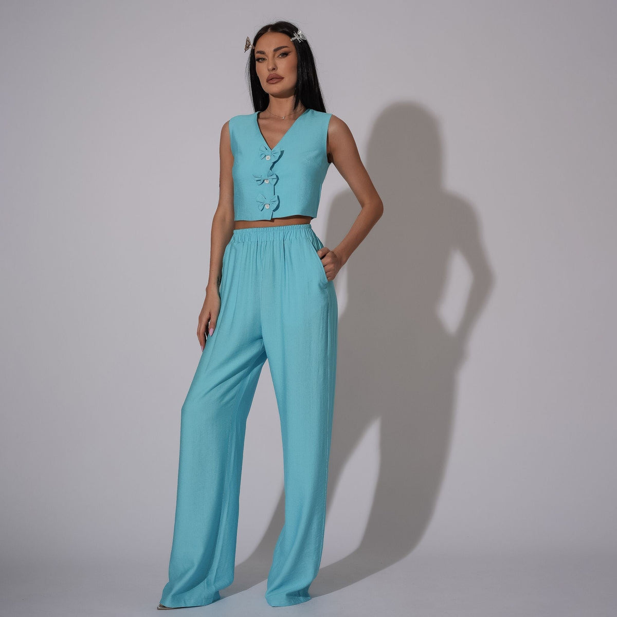 Compleu din in cu vesta si pantaloni lungi drepti Bluey - Tratamente pentru par Lenjerie sexy