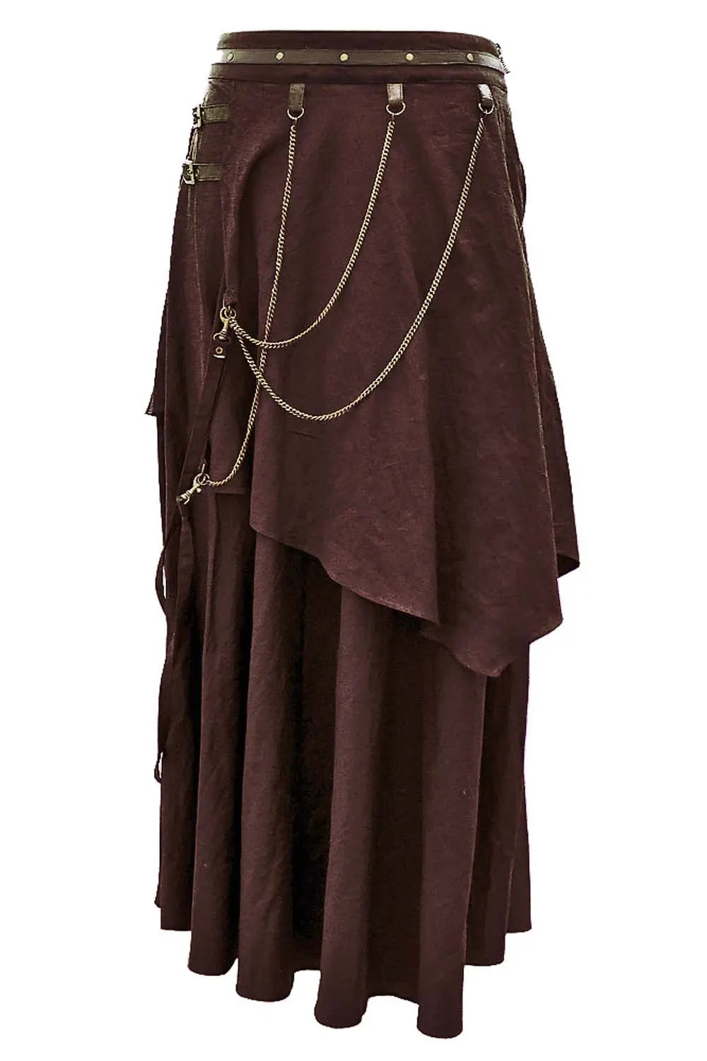 Debby Steampunk Cotton Layered Maxi Skirt – Fustă Maxi High-Low din Bumbac