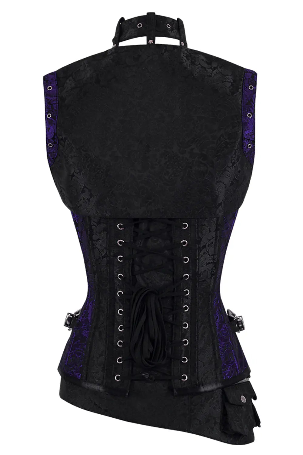 Selene Midnight Black &amp; Royal Purple Overbust Corset