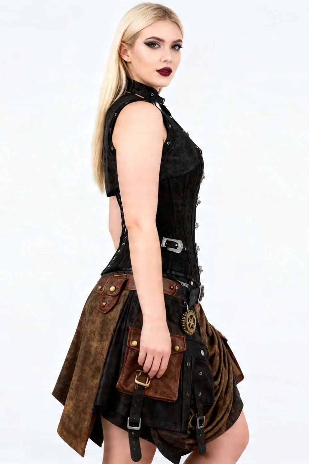 Corset Overbust Selene Negru Midnight din Brocart – Luxe Noir (SKU: K2410-20)