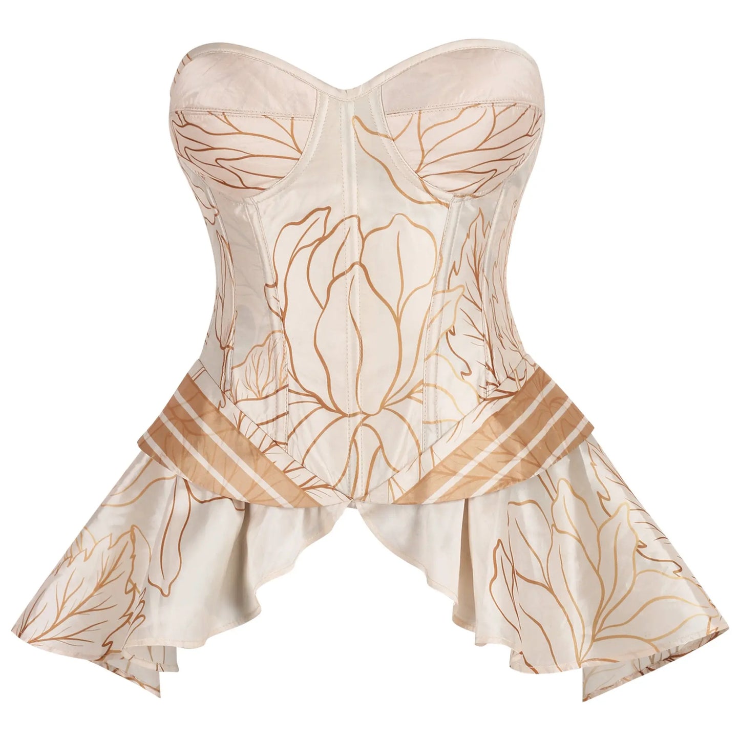 Janet Ivory Botanical Print Peplum Corset