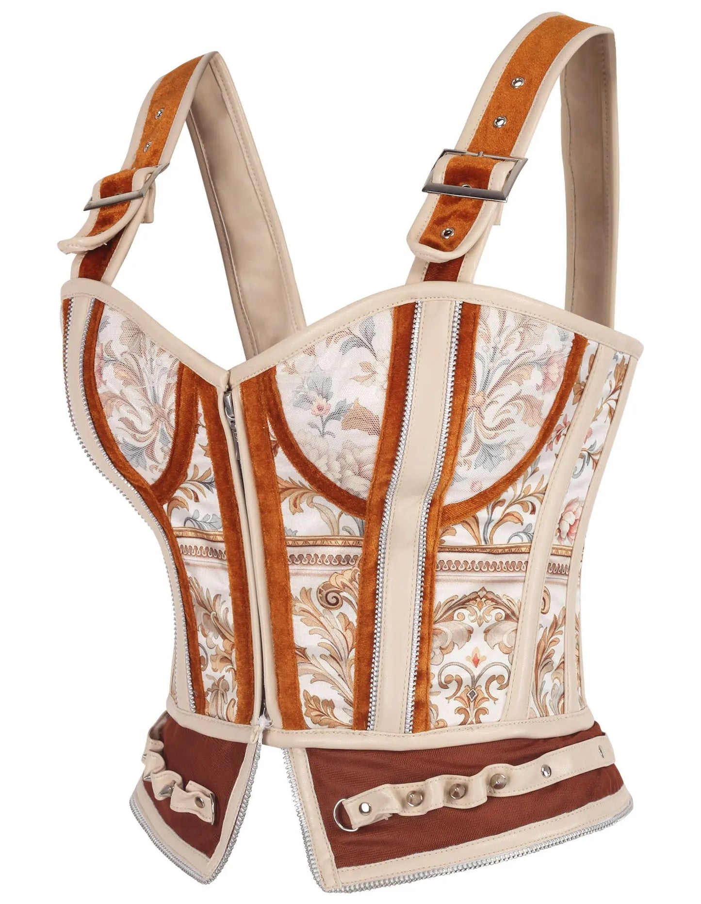 Corset Overbust Nichelle Baroc cu Motive Florale și Ornamente
