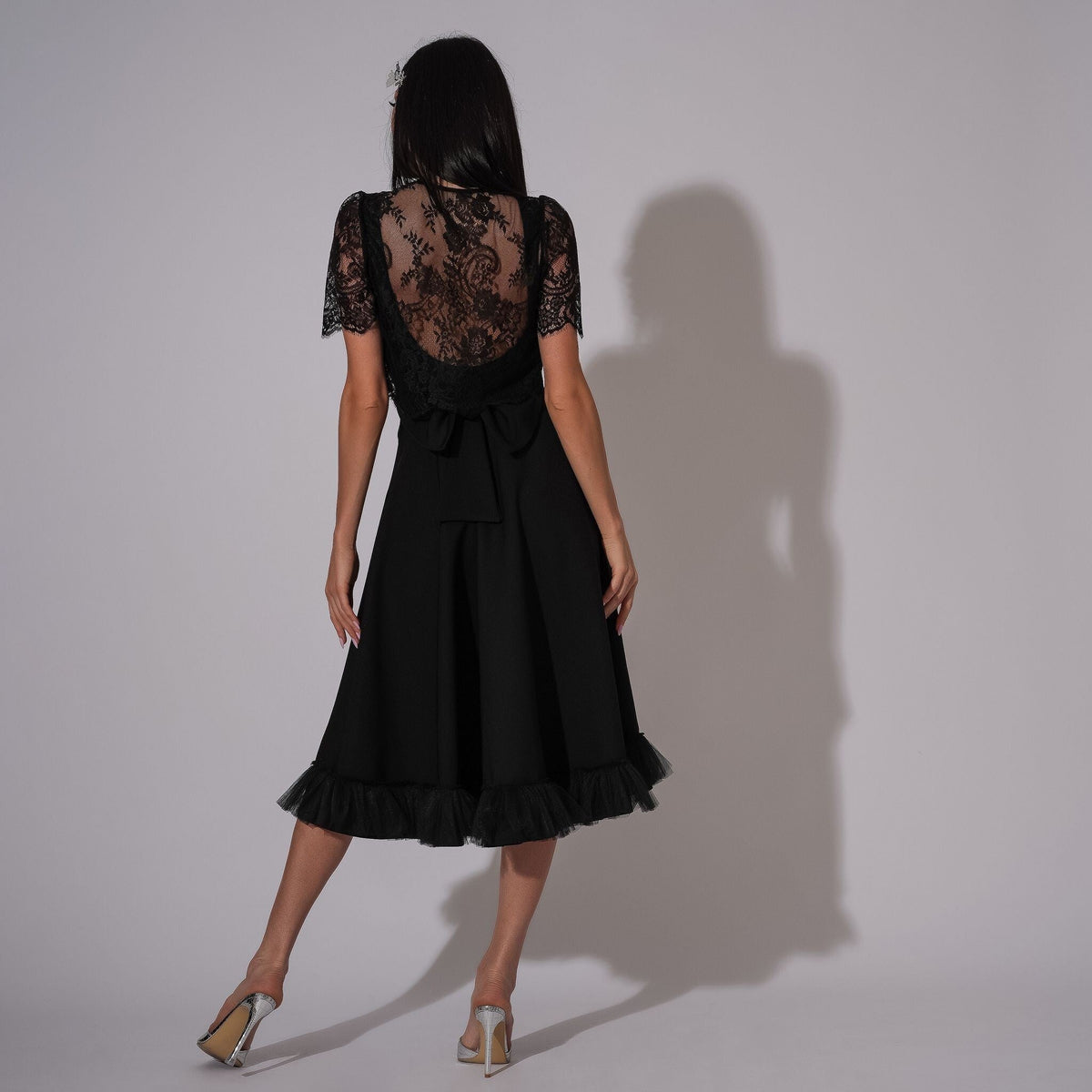 Rochie neagra cu spatele gol si bolero din dantela Martha - Tratamente pentru par Lenjerie sexy