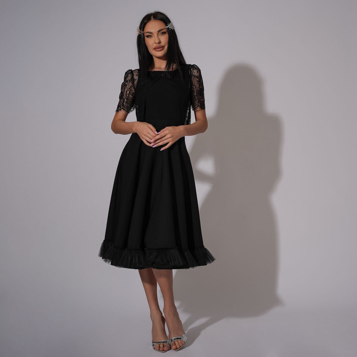 Rochie neagra cu spatele gol si bolero din dantela Martha - Tratamente pentru par Lenjerie sexy