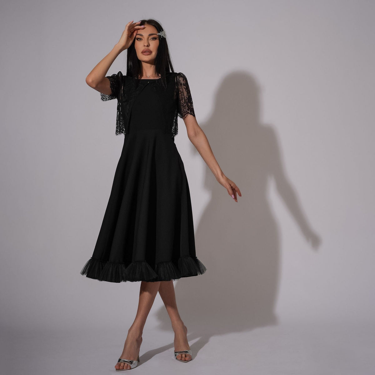Rochie neagra cu spatele gol si bolero din dantela Martha - Tratamente pentru par Lenjerie sexy