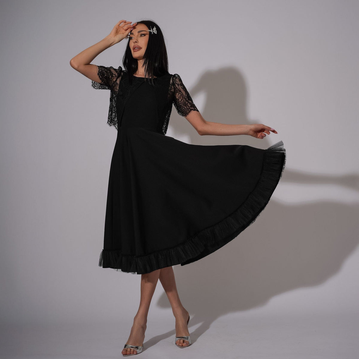 Rochie neagra cu spatele gol si bolero din dantela Martha - Tratamente pentru par Lenjerie sexy