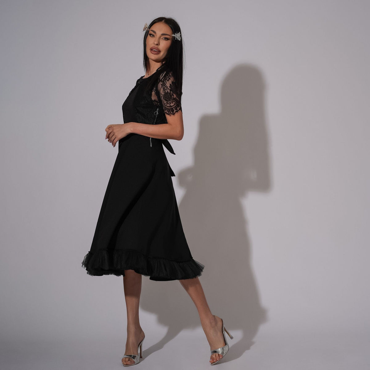 Rochie neagra cu spatele gol si bolero din dantela Martha - Tratamente pentru par Lenjerie sexy