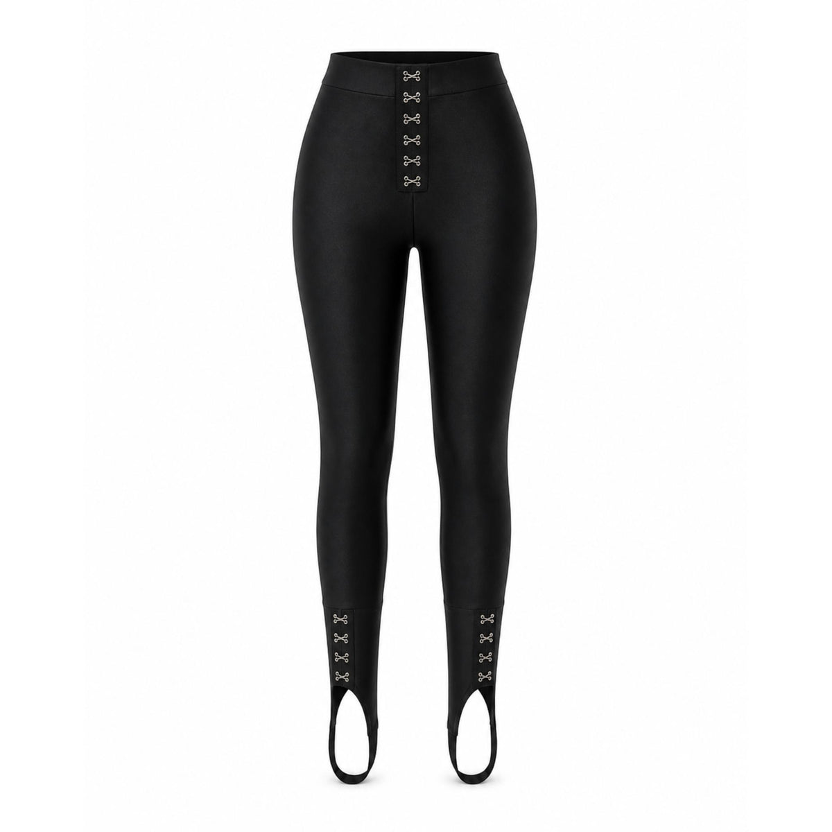Pantaloni modelatori negri din lycra premium cu copci metalice funcționale