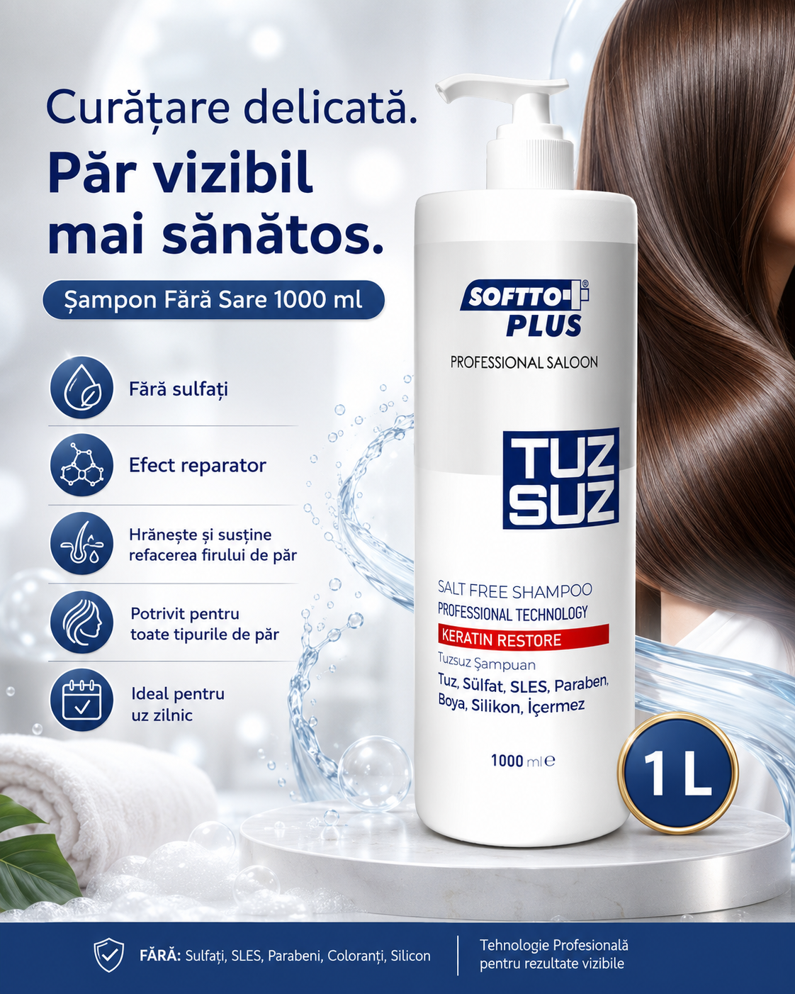 Șampon fără sulfați cu efect reparator pentru îngrijirea delicată a părului