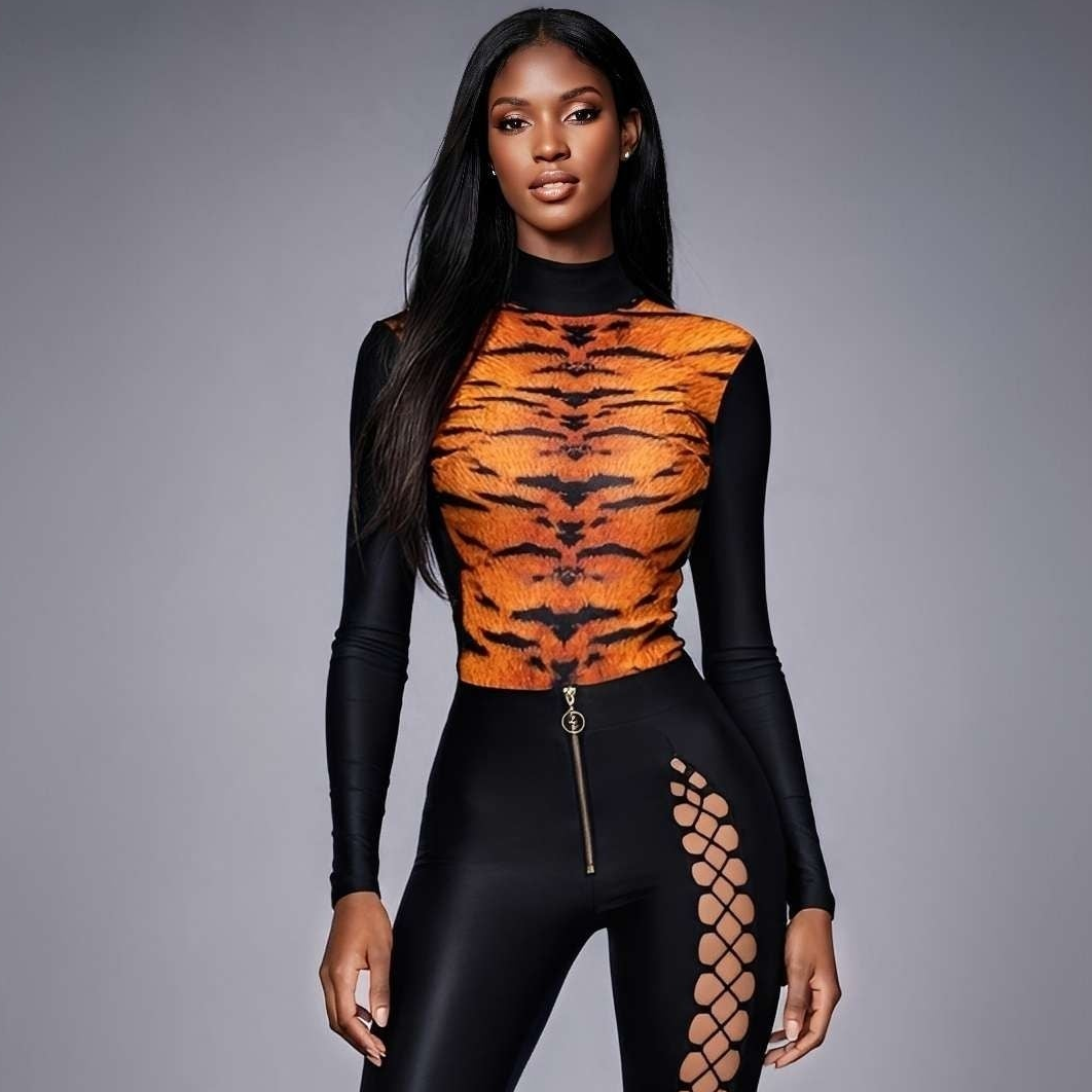 Helancă damă imprimată modelatoare din lycra premium Carolina D