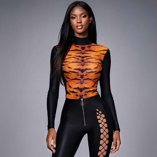 Helancă damă imprimată modelatoare din lycra premium Carolina D