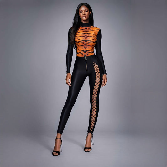 Pantaloni modelatori negri cu șnur reglabil Carolina D
