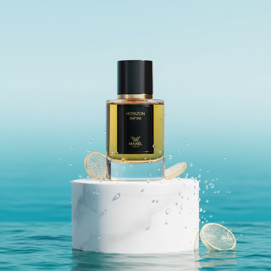 Flacon Horizon Infini cu note fresh aquatic, bergamotă, grapefruit, lavandă și cedru, 50 ml 