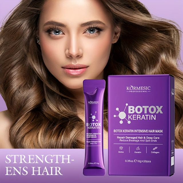 botox pentru par intensiv pentru păr Kormesic Professional Botox Keratin – cutie și plic individual, fundal violet