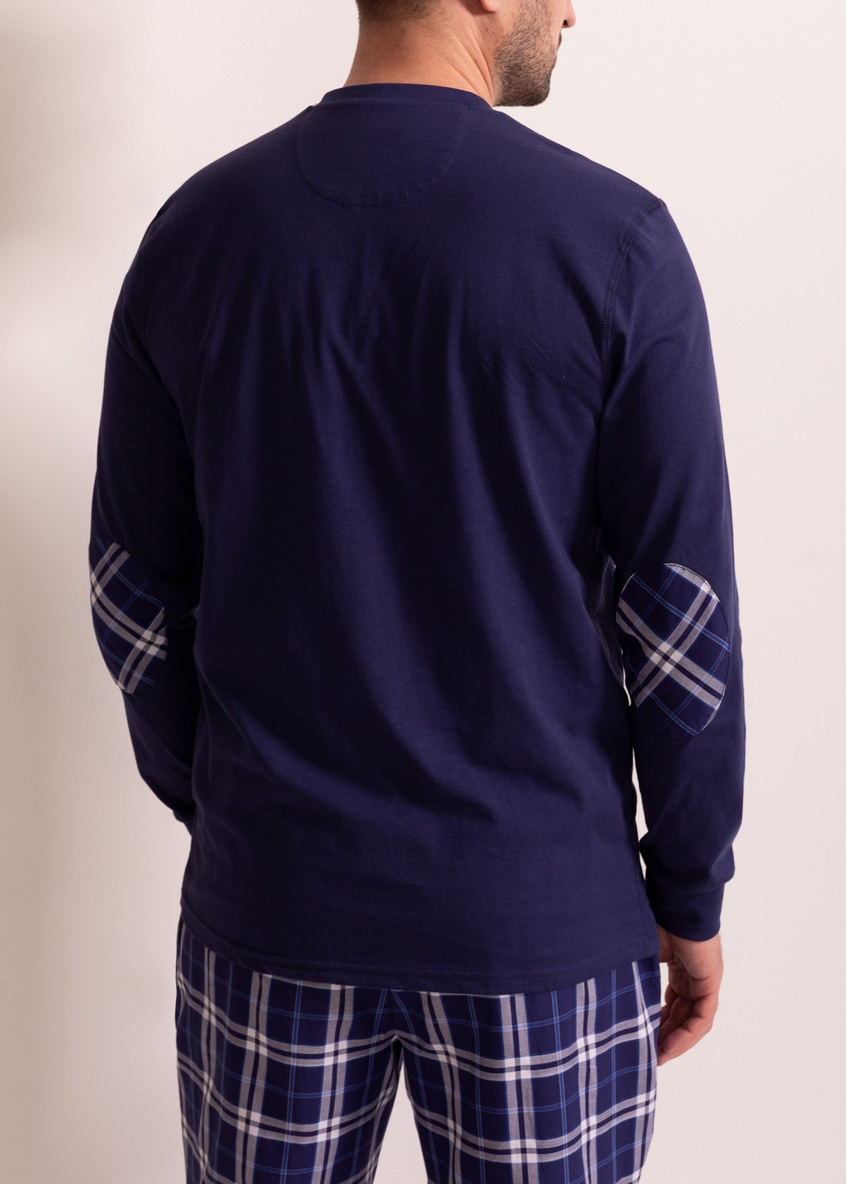 Pijama bărbați bumbac – pijama confortabilă cu mâneci lungi și pantaloni cu buzunare