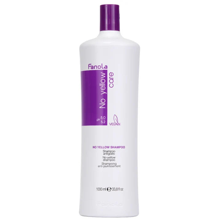 Șampon anti-galben Fanola No Yellow 1000 ml, pentru neutralizarea reflexelor galbene ale părului blond, decolorat sau alb 