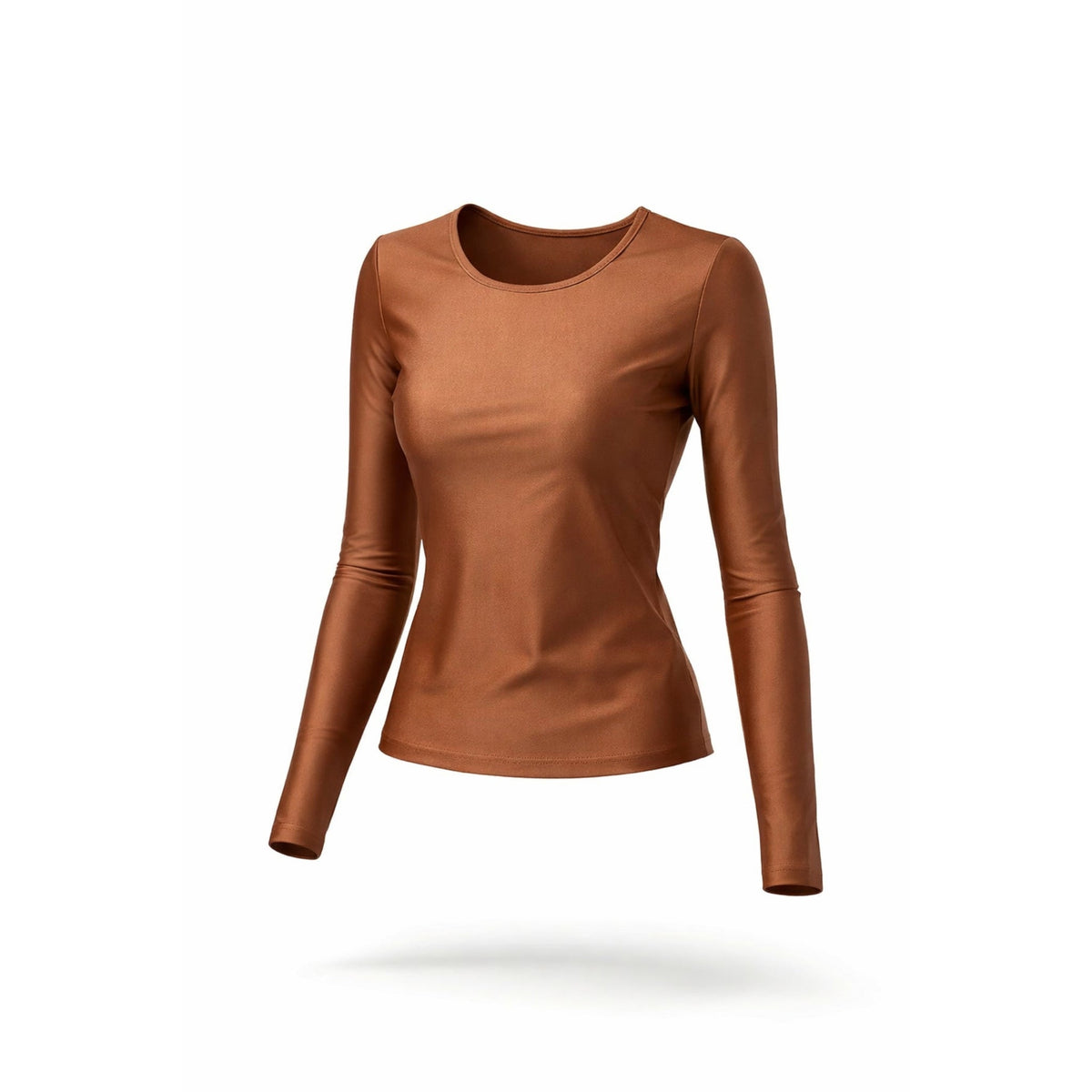 Bluza maro din lycra premium cu maneca lunga